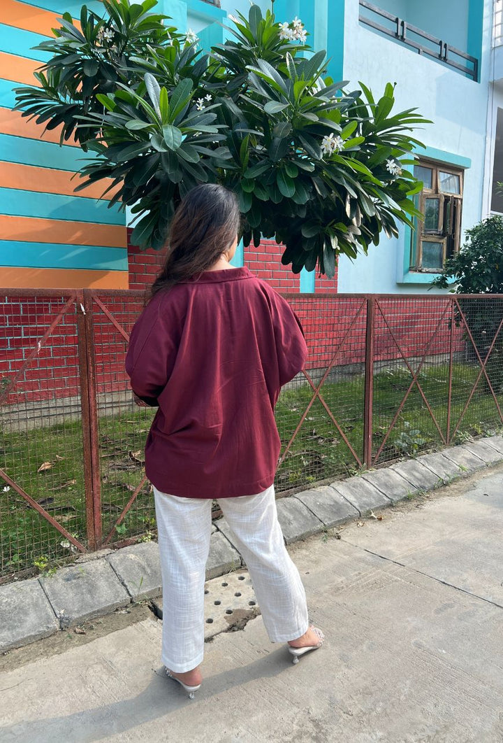 Maroon-Cotton-Ajrakh-Print-Shirt-Only