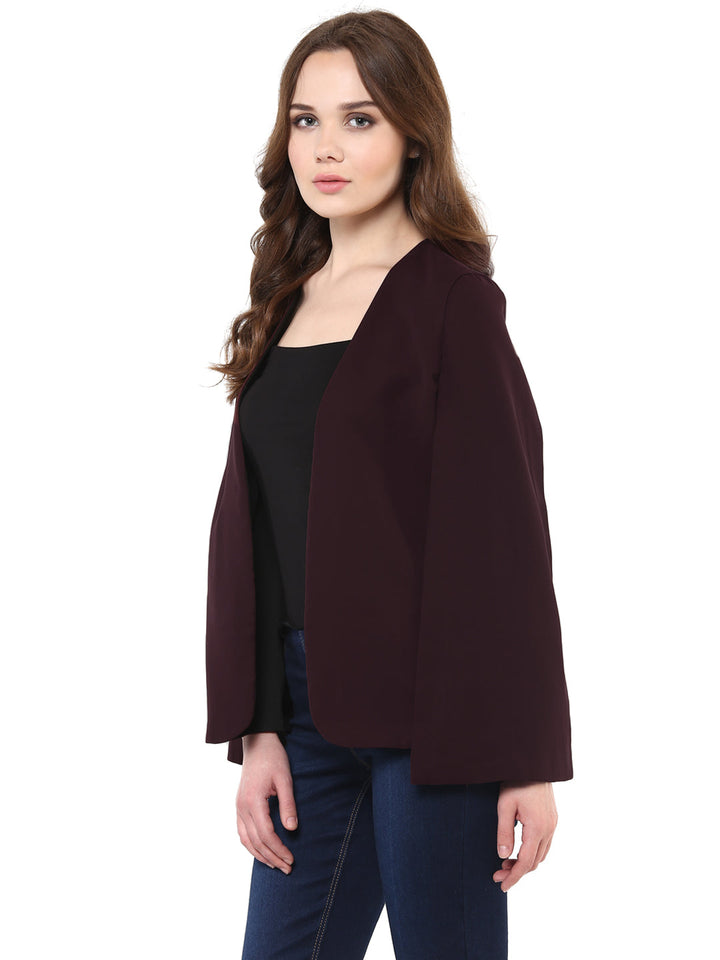 Maroon-Poly-Georgette-Cape-Coat