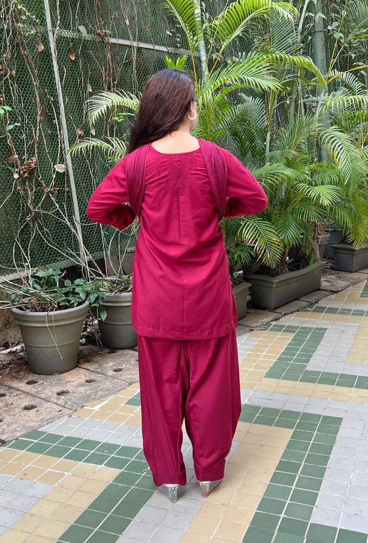 Maroon-Pure-Cotton-Potli-Farsi-3-Piece-Salwar-Set