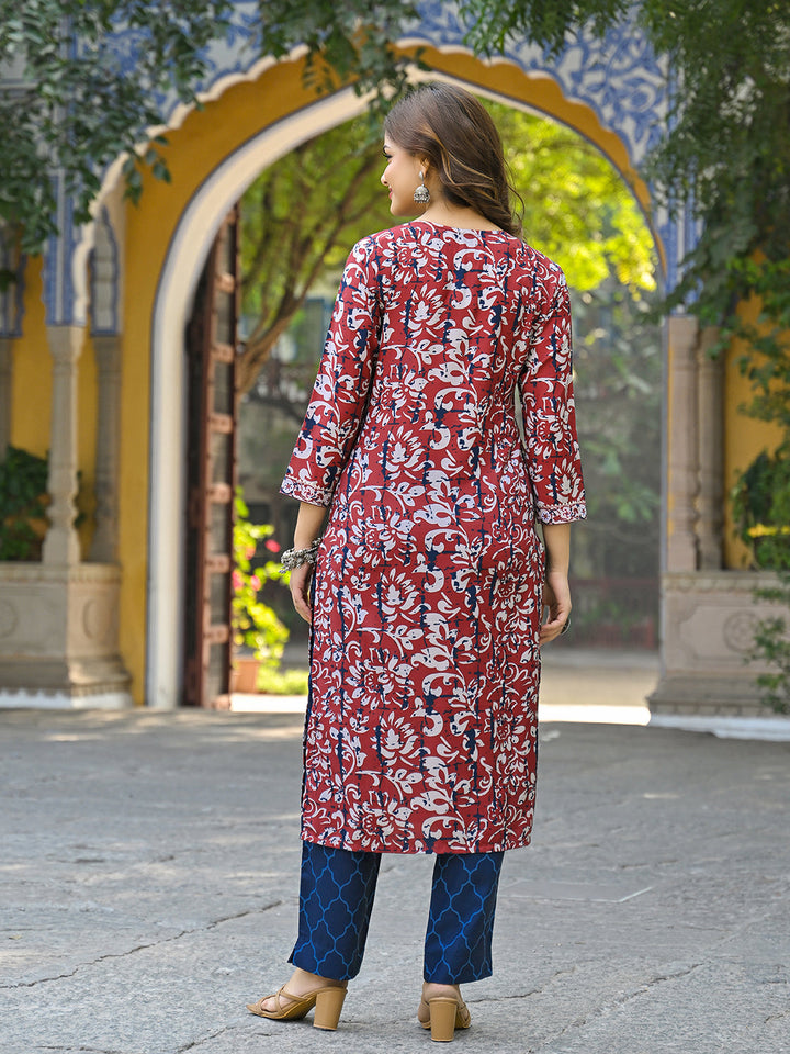 Maroon-Rayon-Blend-Motifs-Printed-3-Piece-Straight-Kurta-Set-