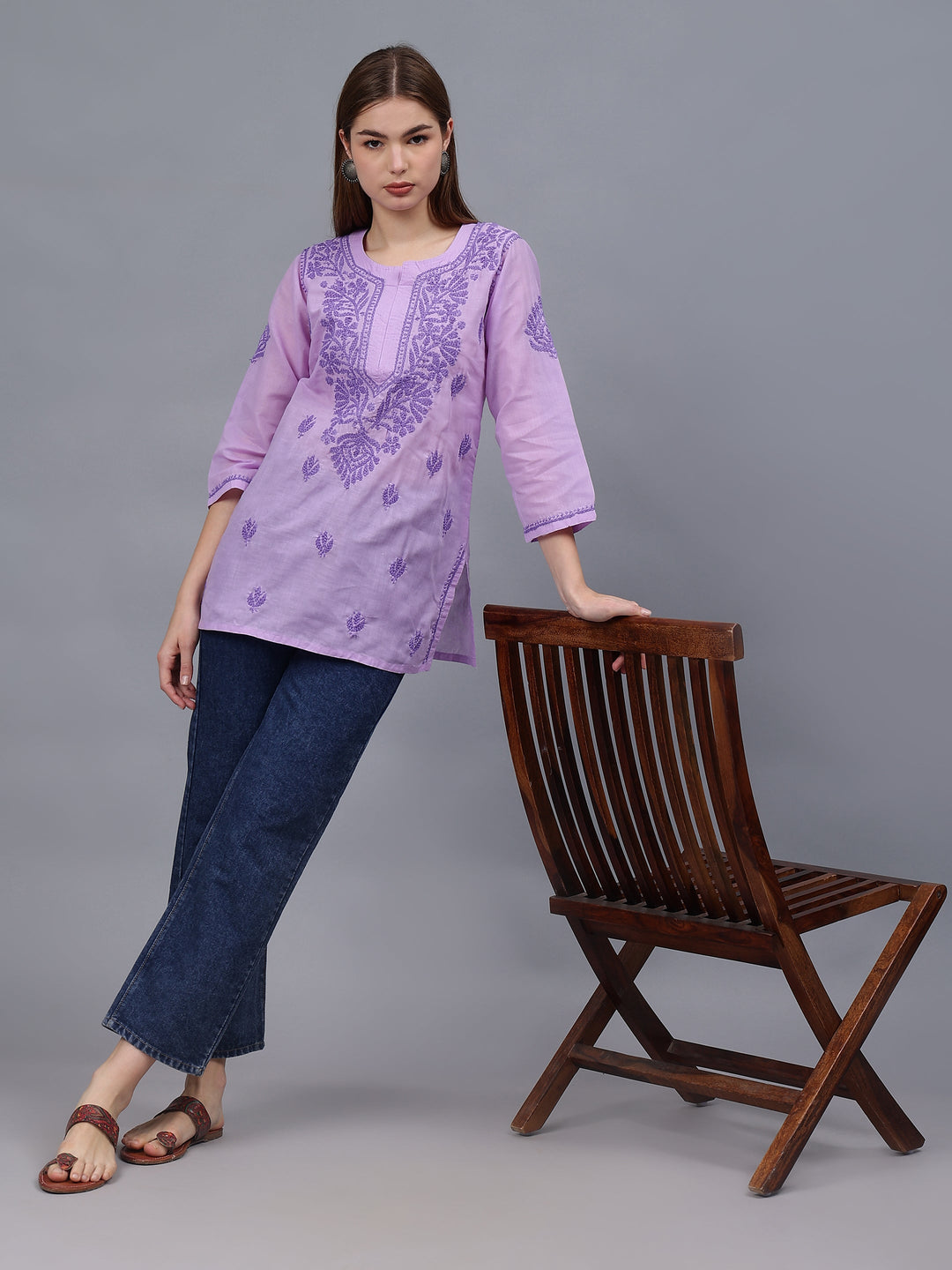 Mauve-Cotton-Embroidered-Chikankari-Tunic