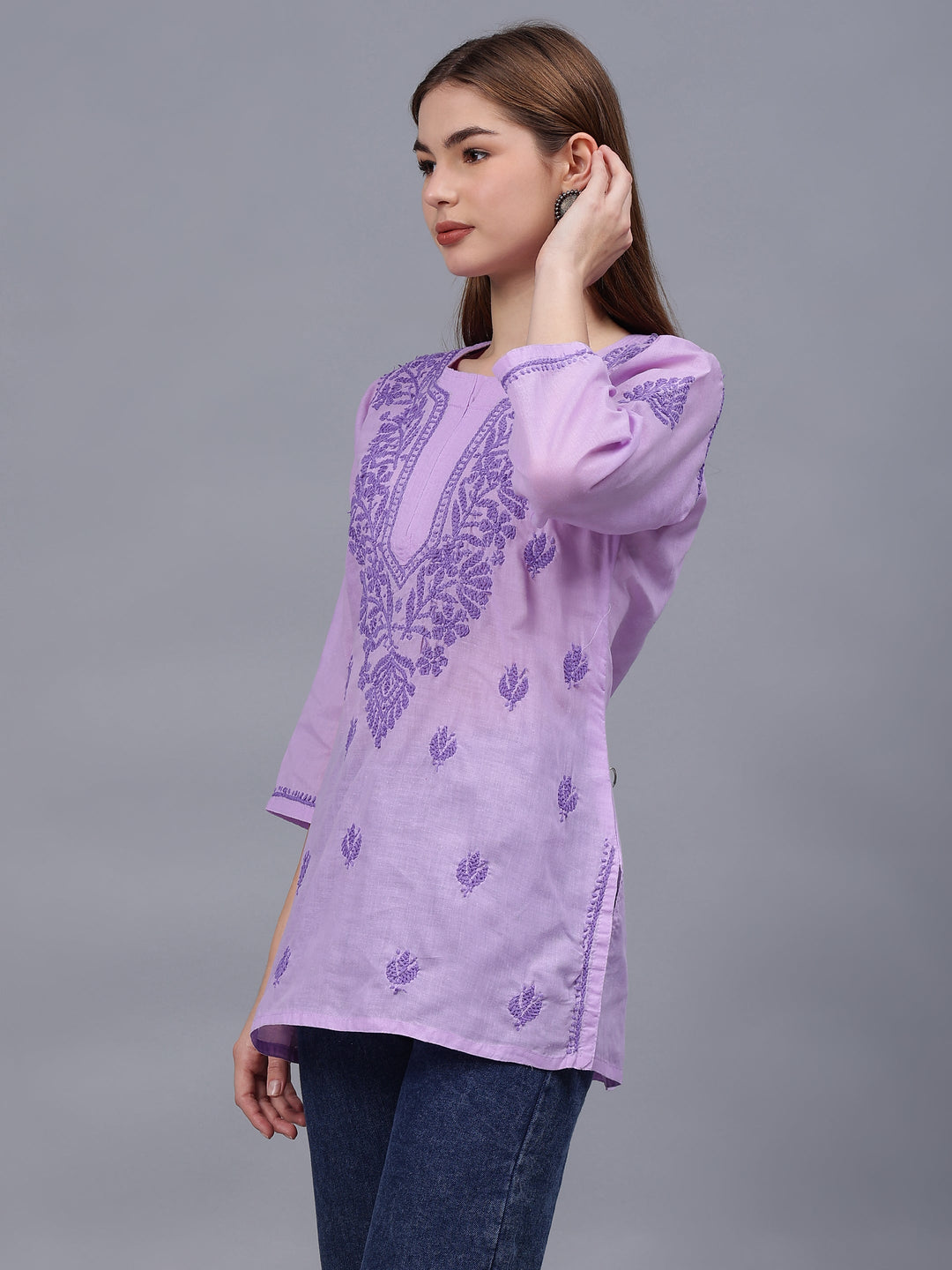 Mauve-Cotton-Embroidered-Chikankari-Tunic