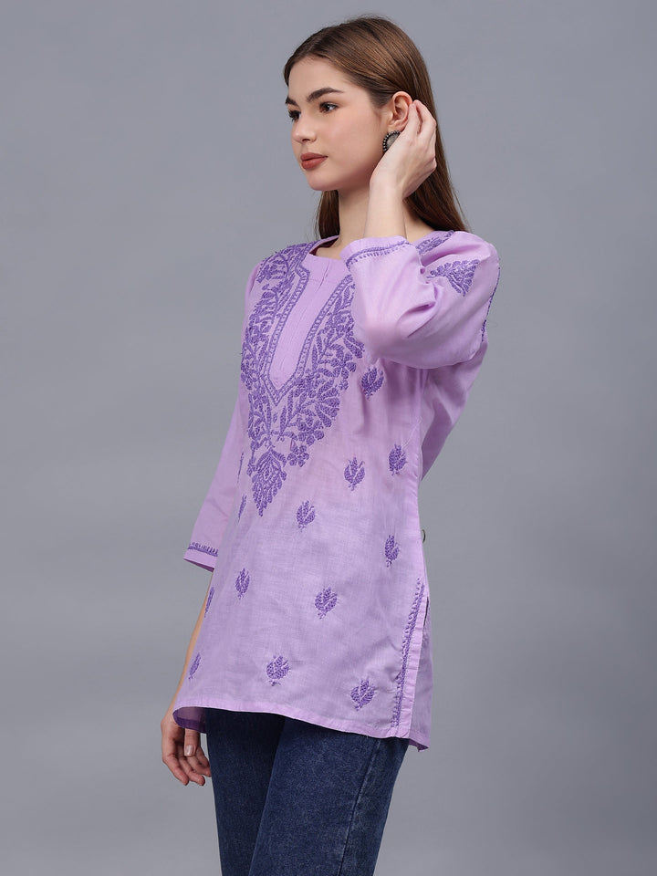 Mauve-Cotton-Embroidered-Chikankari-Tunic