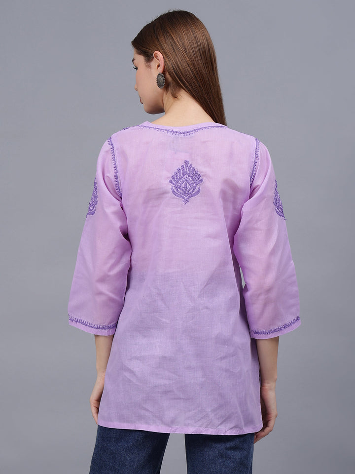 Mauve-Cotton-Embroidered-Chikankari-Tunic