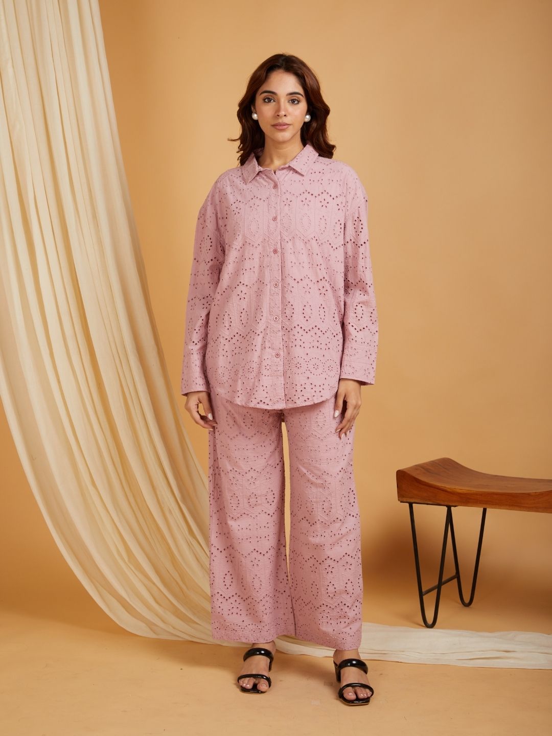 Mauve-Cotton-Embroidered-Shirt-Collar-Co-Ord-Set