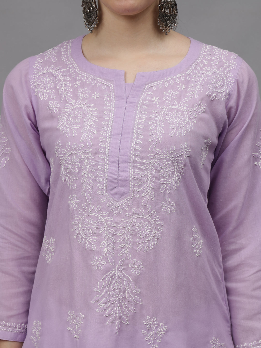 Mauve-Cotton-Embroidery-Chikankari-Straight-Kurta