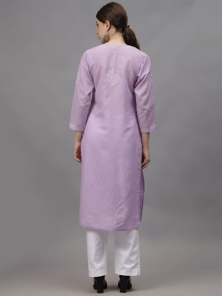 Mauve-Cotton-Embroidery-Chikankari-Straight-Kurta