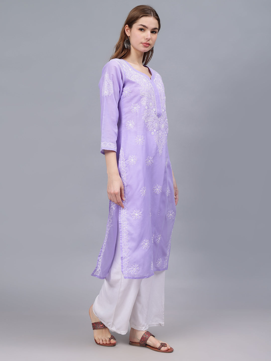 Mauve-Cotton-Hand-Embroidered-Chikankari-Kurti