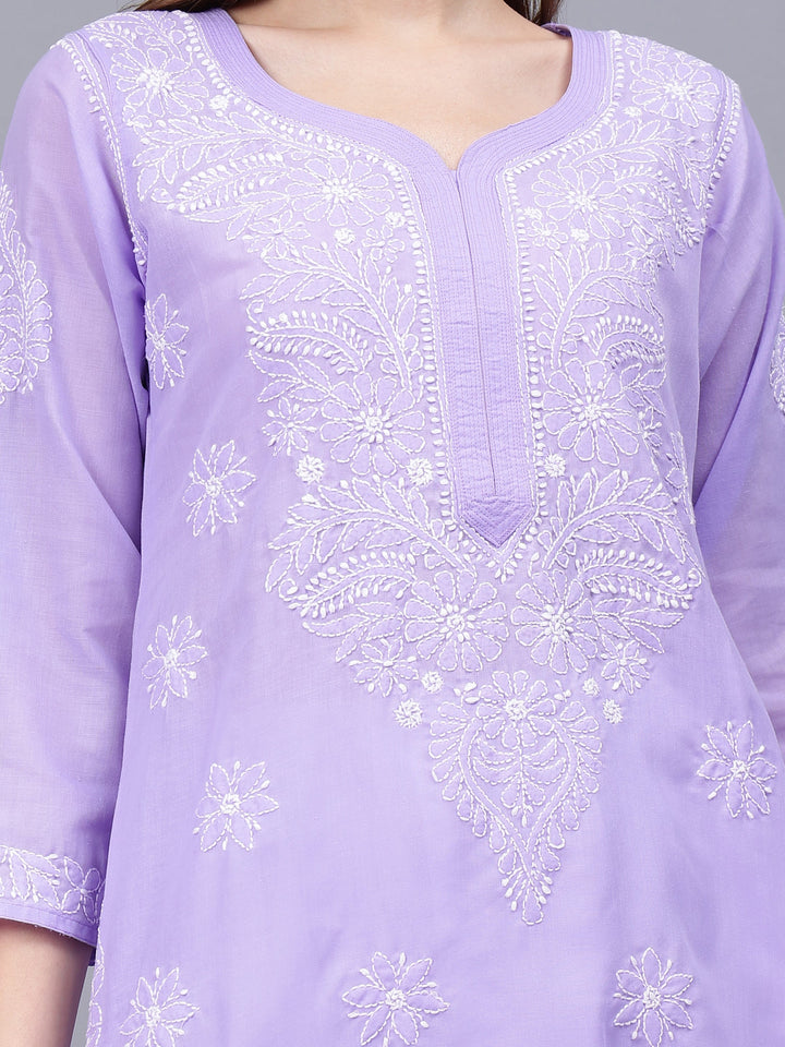 Mauve-Cotton-Hand-Embroidered-Chikankari-Kurti