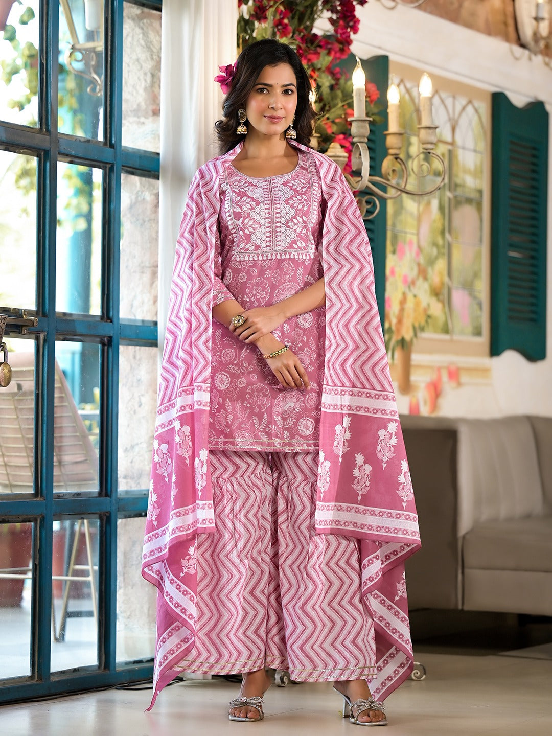 Mauve-Cotton-Embroidered-Straight-Sharara-Set