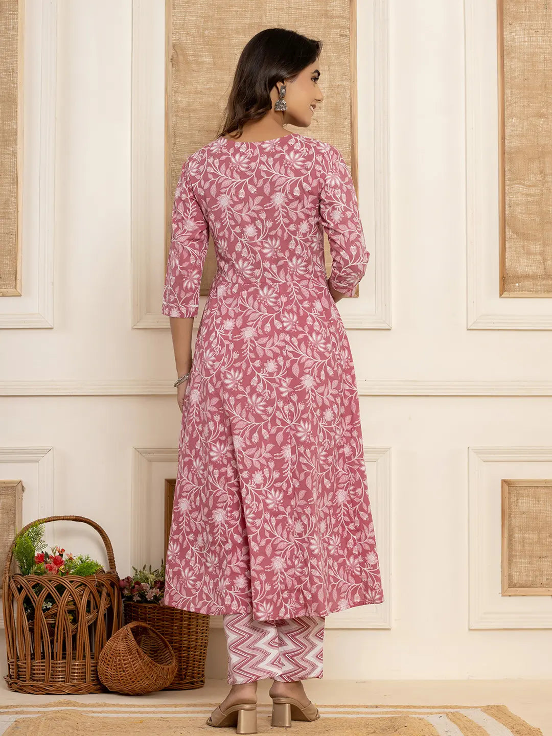 Mauve-Cotton-Floral-Print-Empire-Style-Anarkali-Set