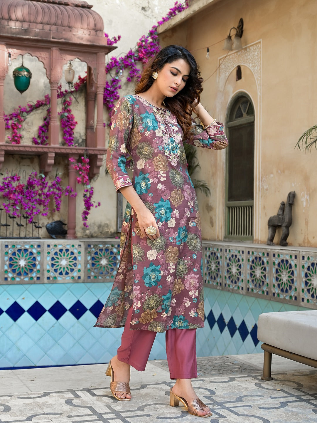 Mauve-Silk-Blend-Thread-Work-2-Piece-Kurta-Set