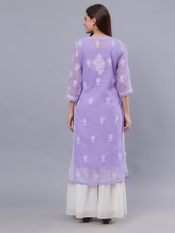 Mauve-Georgette-Embroidered-Chikankari-Kurti-With-Slip