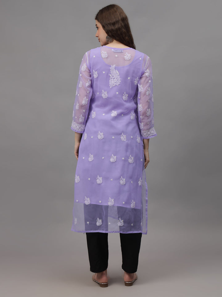 Mauve-Georgette-Embroidery-Chikankari-Kurti-With-Slip