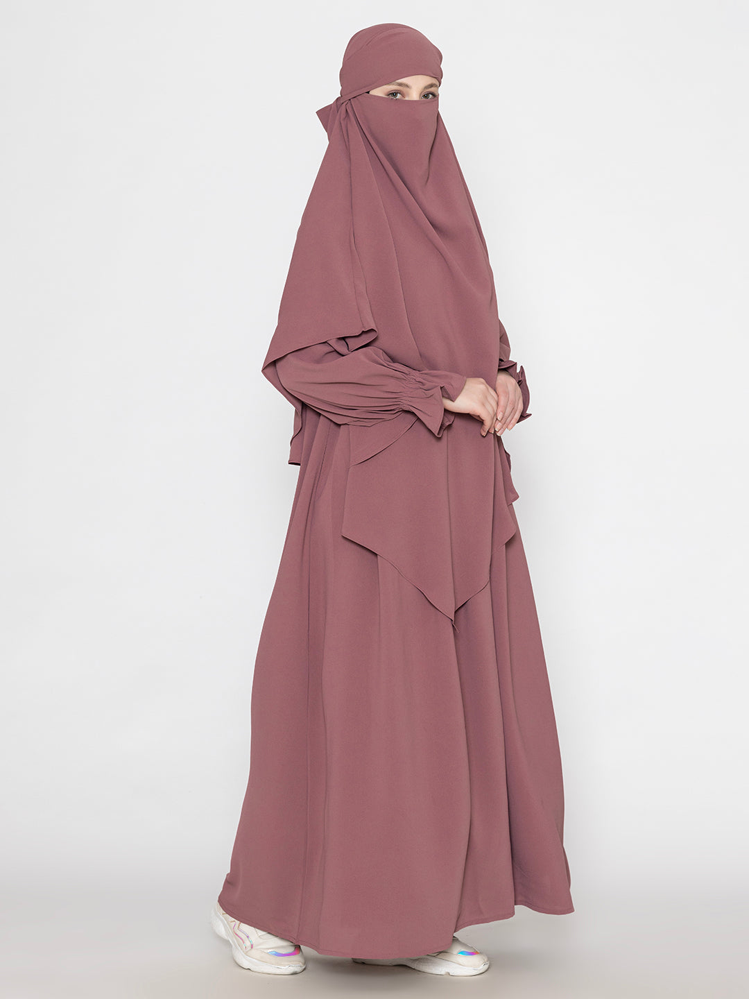 Mauve-Polyester-Crickeled-Front-Pleated-Abaya