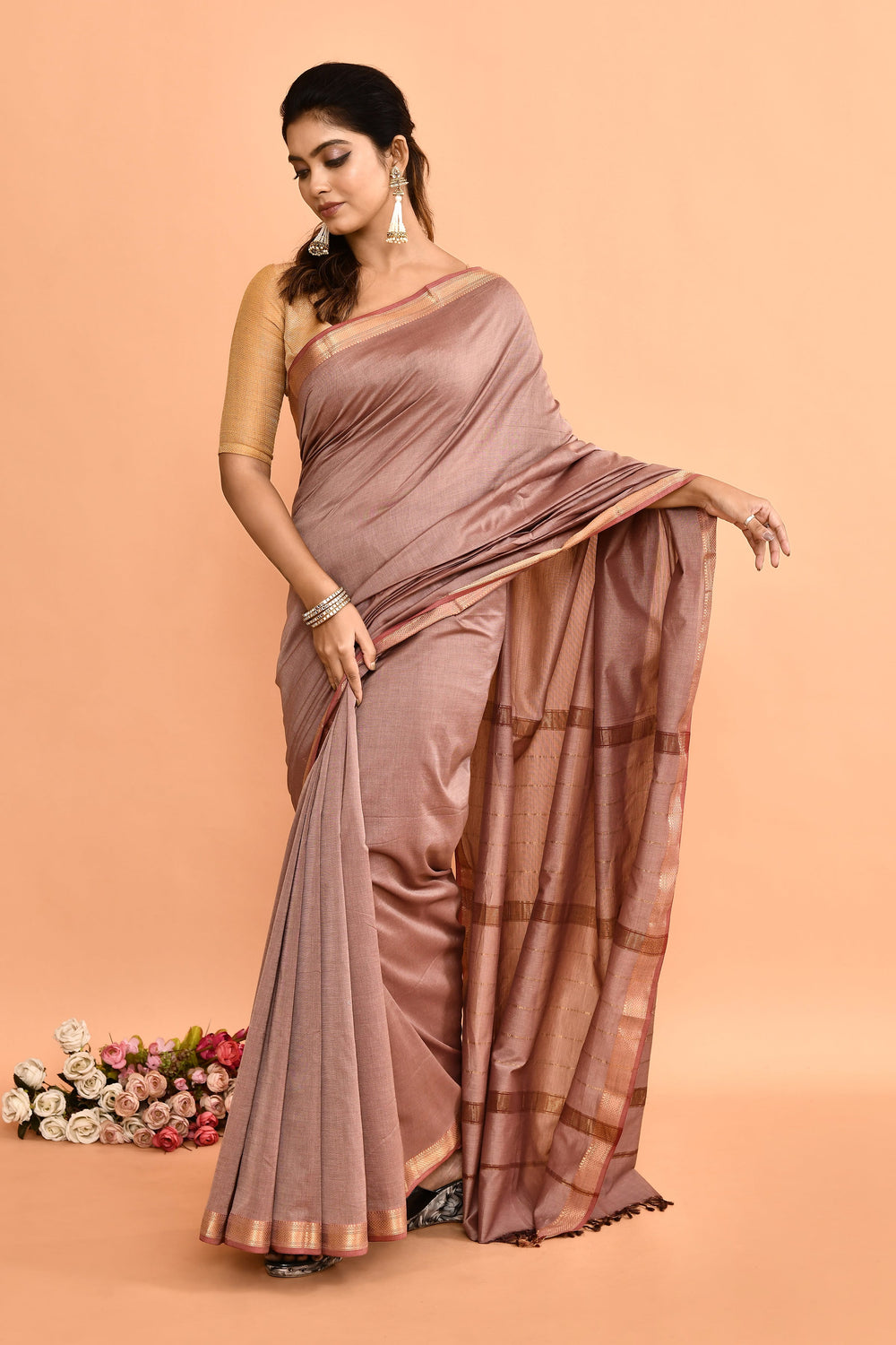 ZERESOUQ-Mauve-Pure-Cotton-Maheshwari-Saree