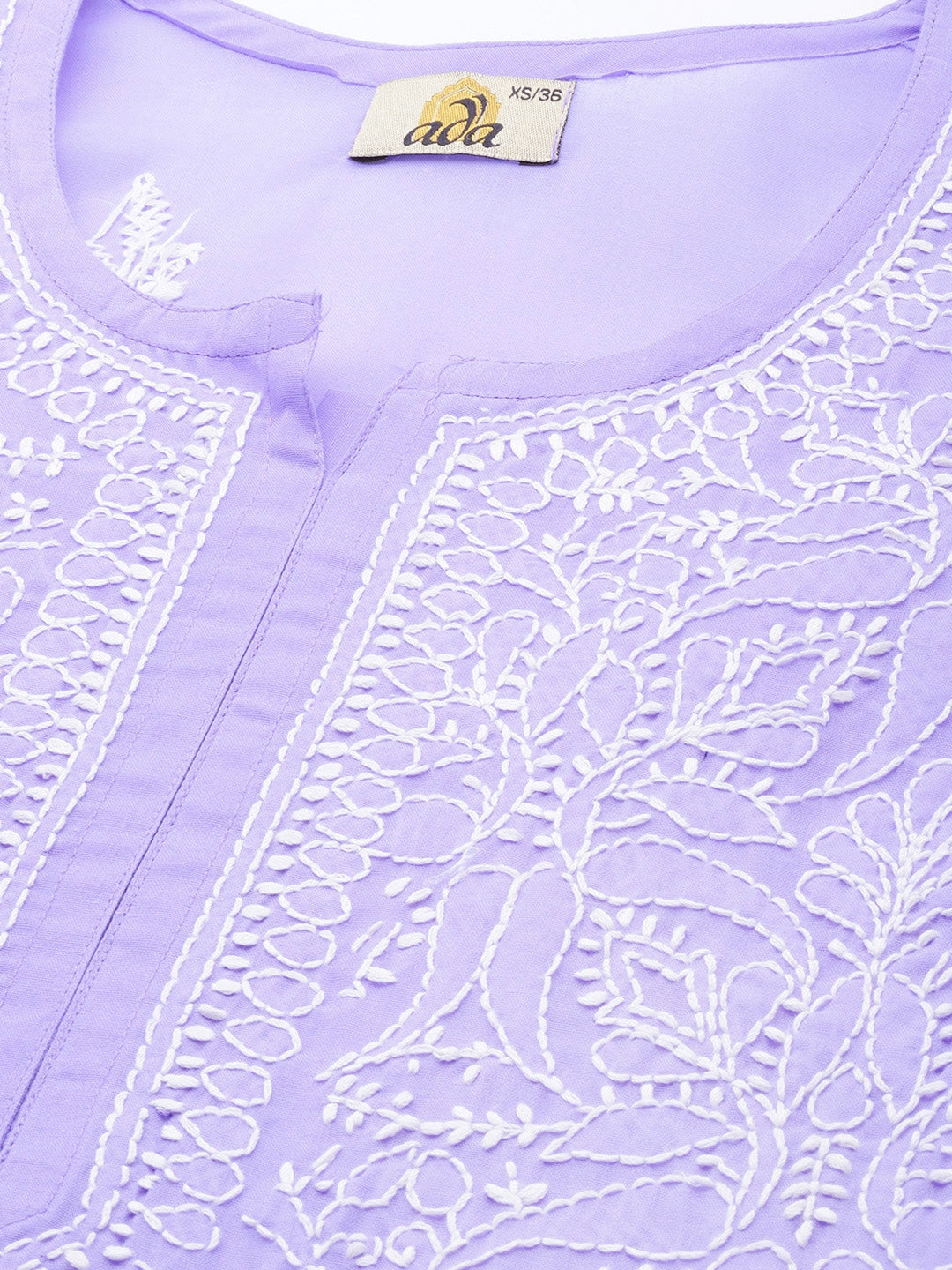 Mauve & White Cotton Chikankari Tunic