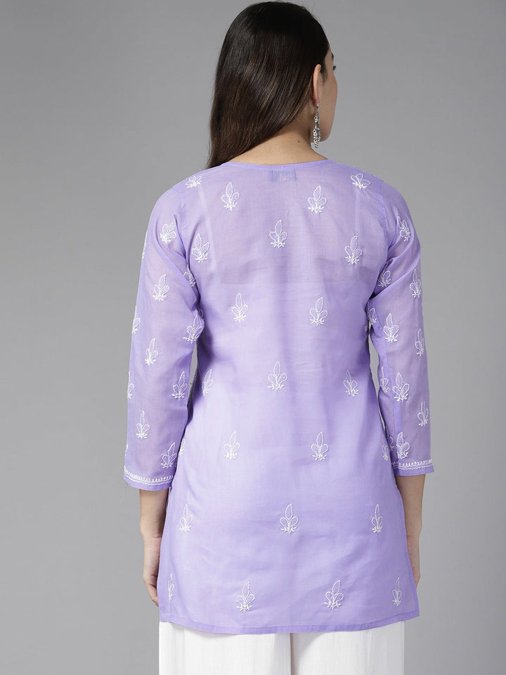 Mauve & White Cotton Chikankari Tunic