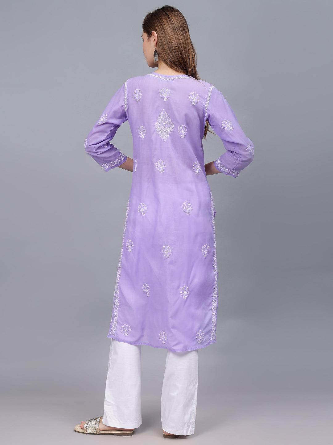 Mauve-&-White-Cotton-Hand-Embroidered-Chikankari-Kurti