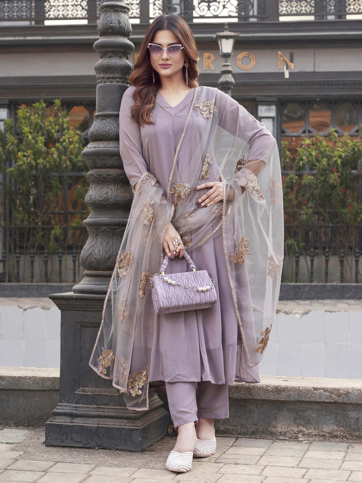Mauve-Cotton-Blend-Anarkali-Flared-3-Piece-Kurta-Set