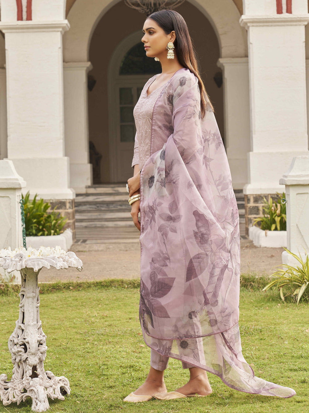 Mauve-Cotton-Embroidery-Kurta-With-Trouser-&-Dupatta