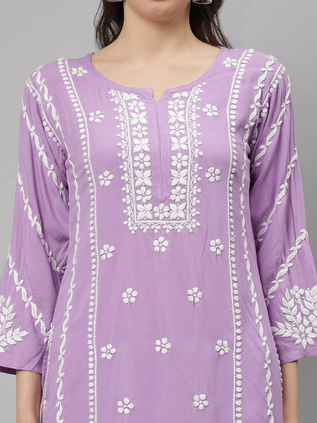 Mauve-Rayon-Lucknowi-Chikankari-Kurta-with-Pant-Set