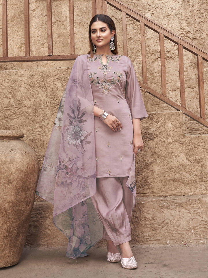 Mauve-Silk-Blend-Embroidered-3-Piece-Kurta-Set