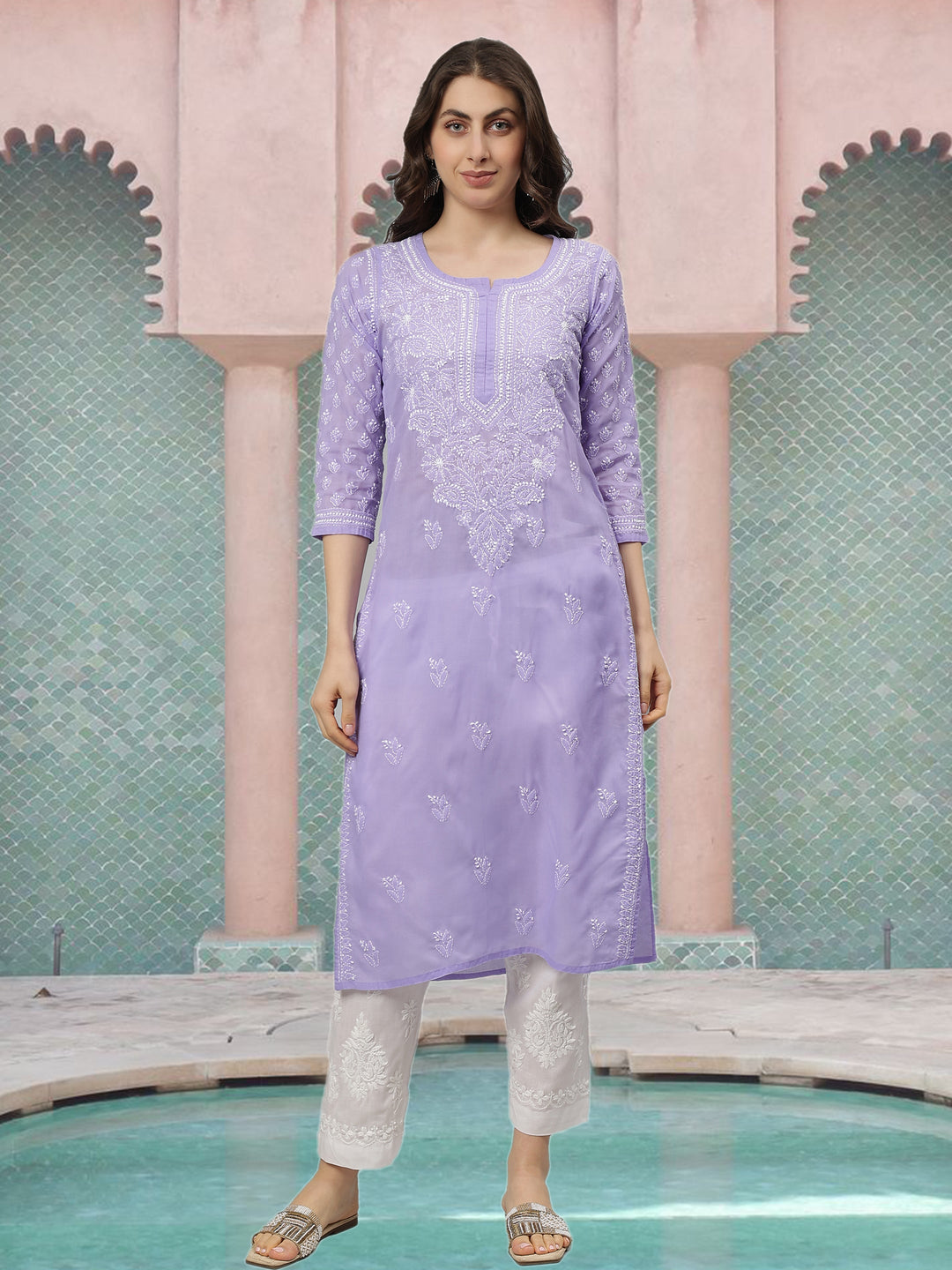 Mauve-Terivoil-Cotton-Embroidered-Chikankari-Kurta-Only