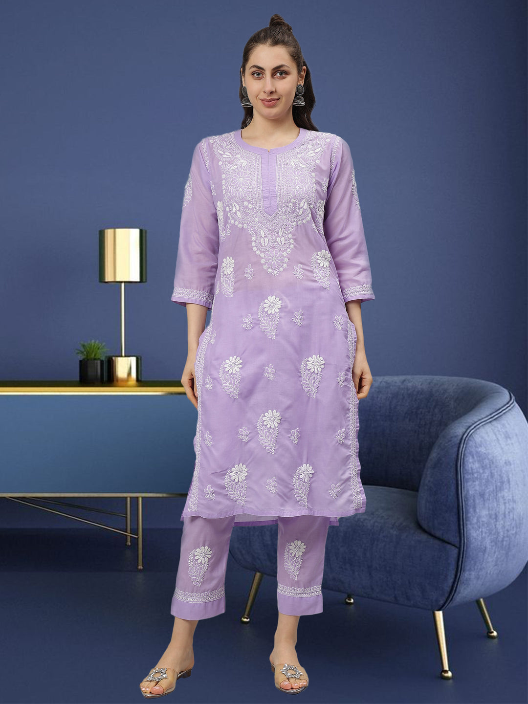 Mauve-Terivoil-Cotton-Lucknowi-Chikankari-Kurta-Set