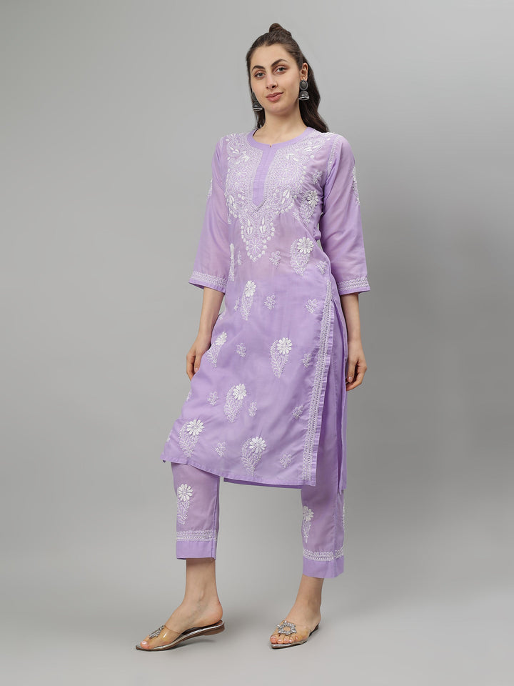 Mauve-Terivoil-Cotton-Lucknowi-Chikankari-Kurta-Set