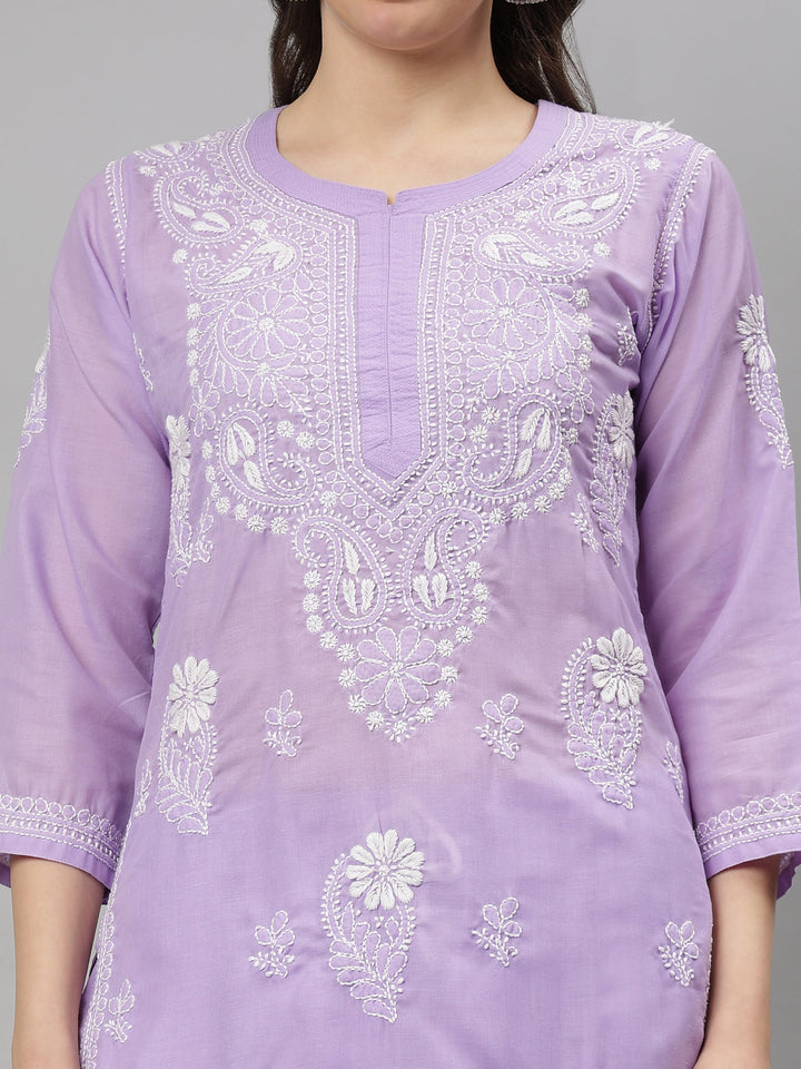 Mauve-Terivoil-Cotton-Lucknowi-Chikankari-Kurta-Set
