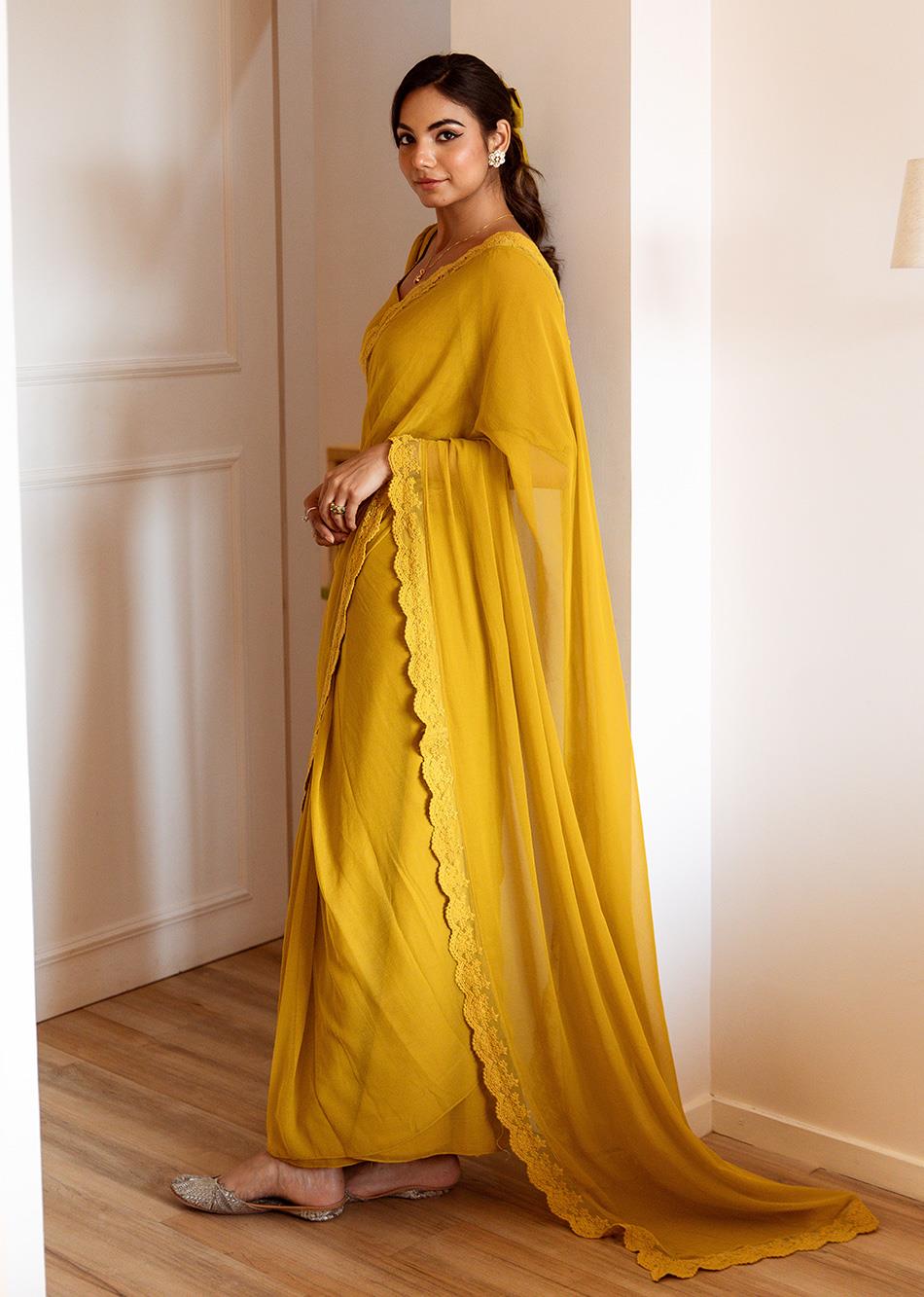 Meera-Mustard-Chiffon-Pre-Draped-Saree