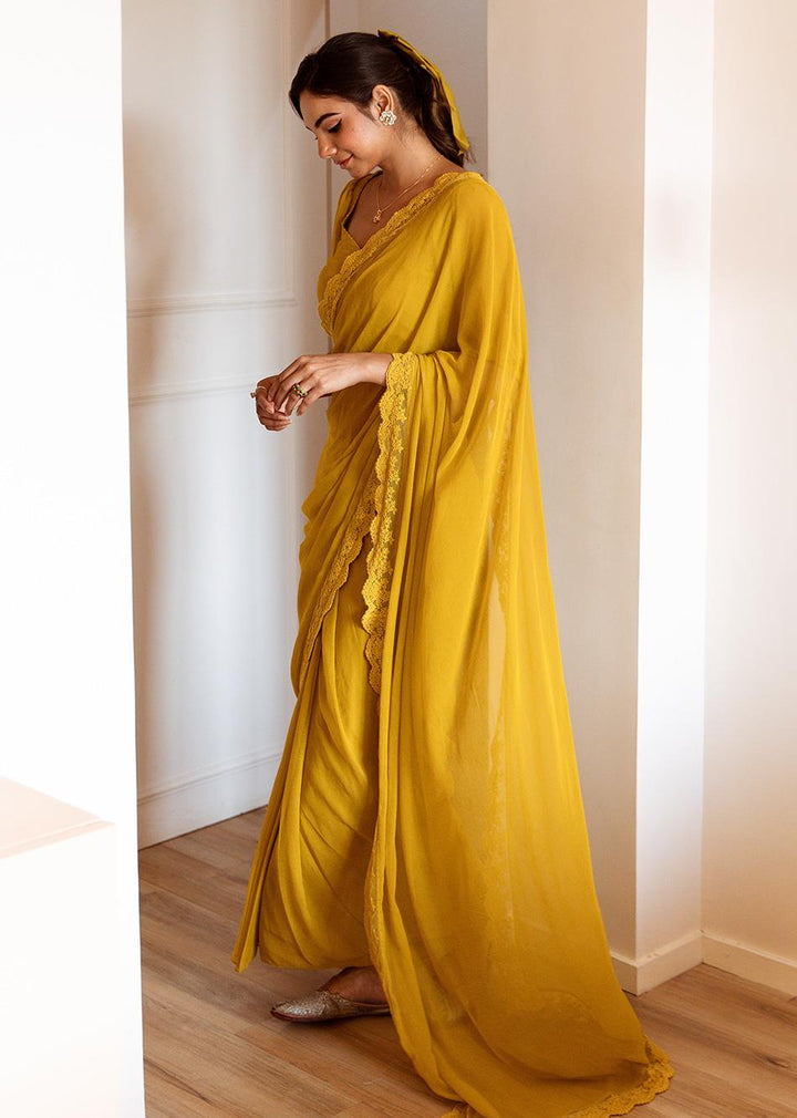 Meera-Mustard-Chiffon-Pre-Draped-Saree