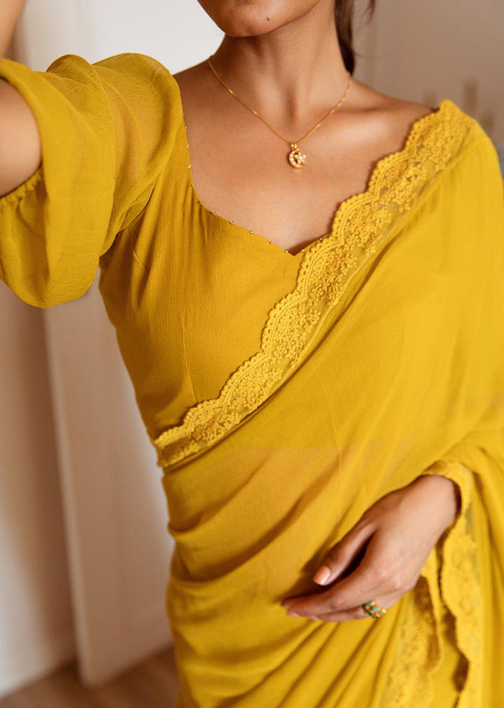 Meera-Mustard-Chiffon-Pre-Draped-Saree