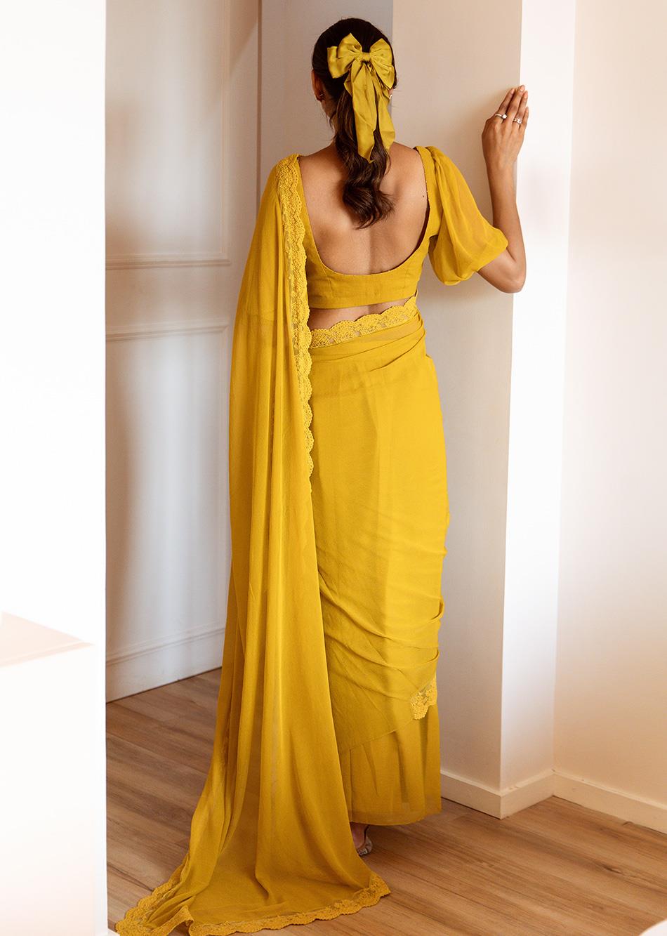 Meera-Mustard-Chiffon-Pre-Draped-Saree