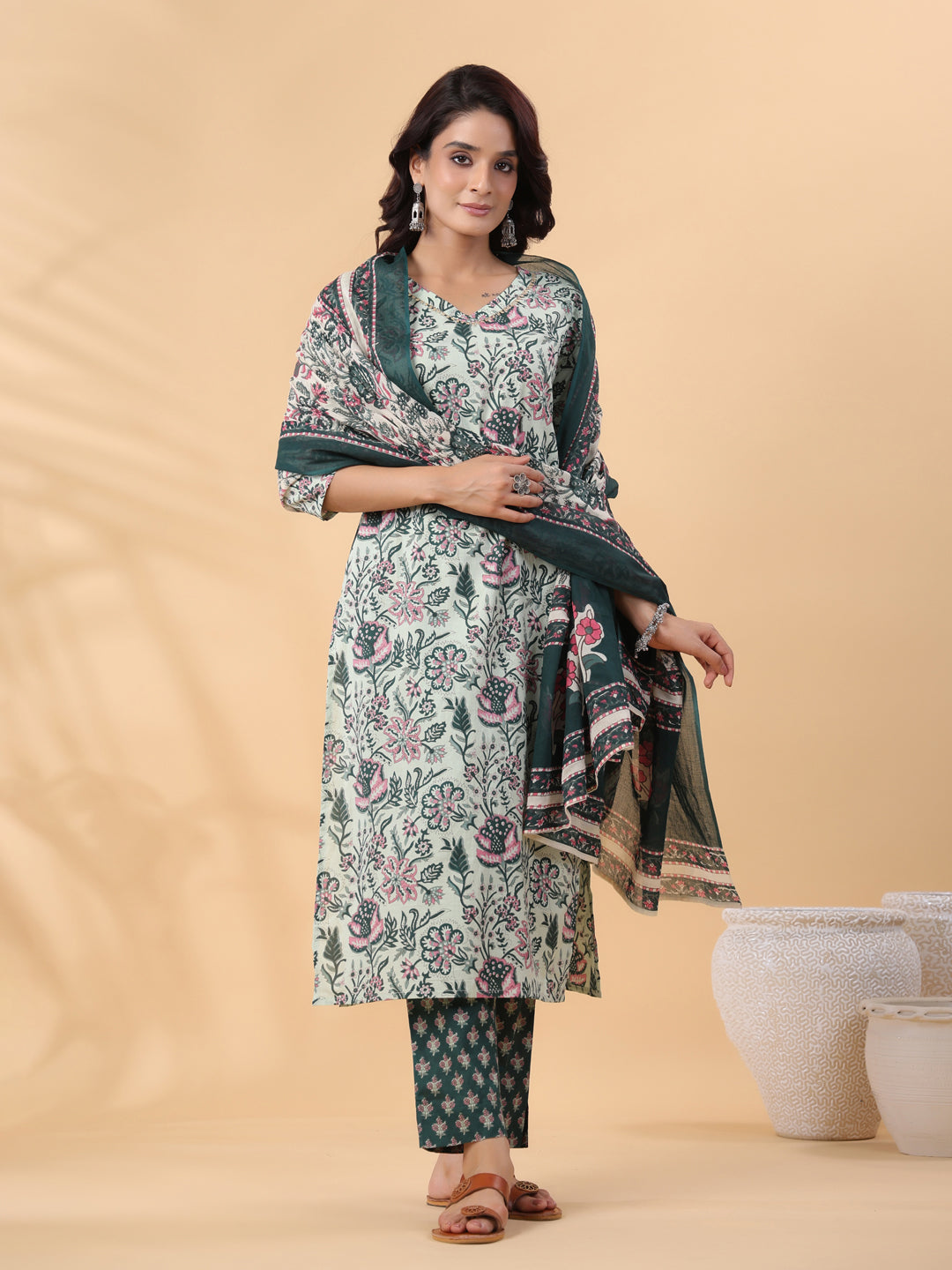 Mint-Green-Cambric-Regular-3-Piece-Kurta-Set