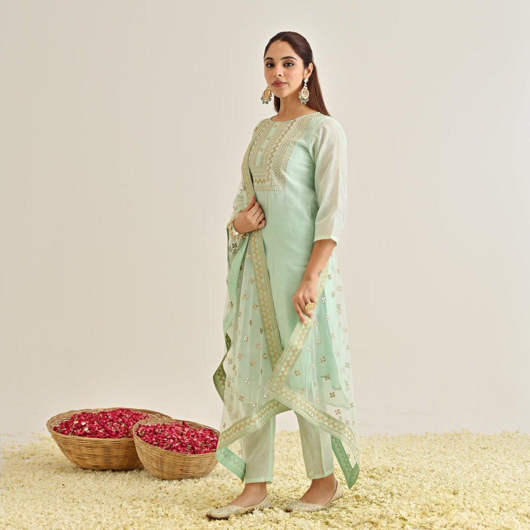 Mint-Poly-Chanderi-Embroidered-3-Piece-Kurta-Set