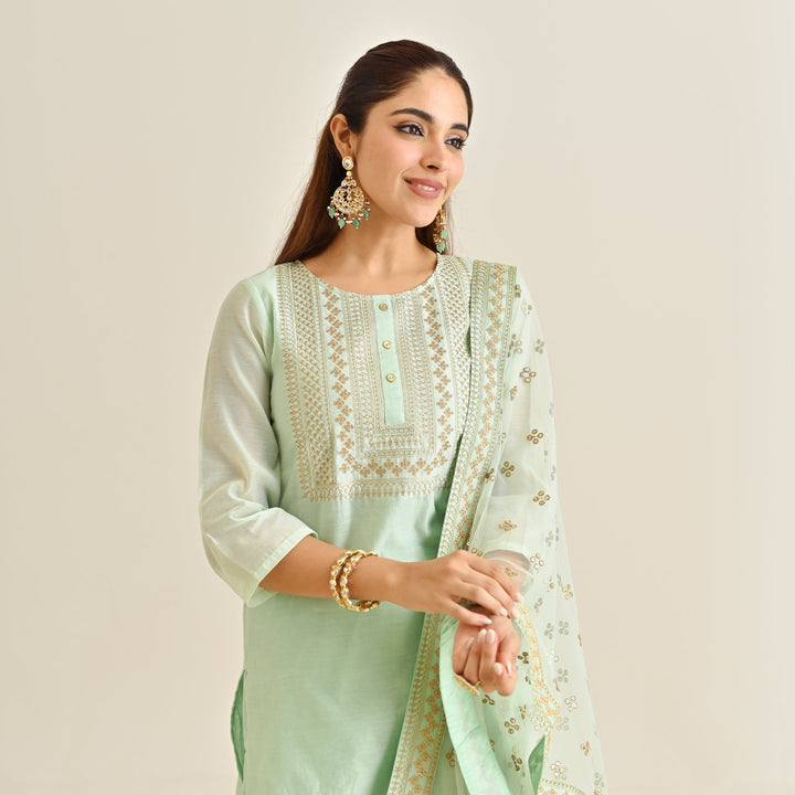 Mint-Poly-Chanderi-Embroidered-3-Piece-Kurta-Set