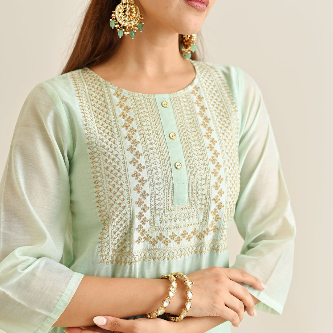 Mint-Poly-Chanderi-Embroidered-3-Piece-Kurta-Set