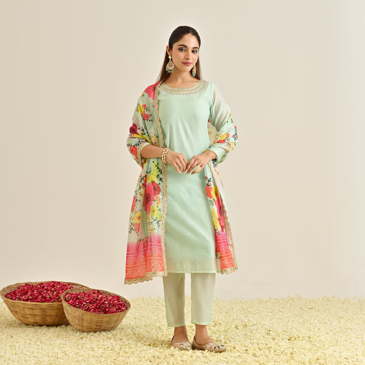 Mint-Poly-Chanderi-Embroidered-Yoke-Detail-3-Piece-Kurta-Set