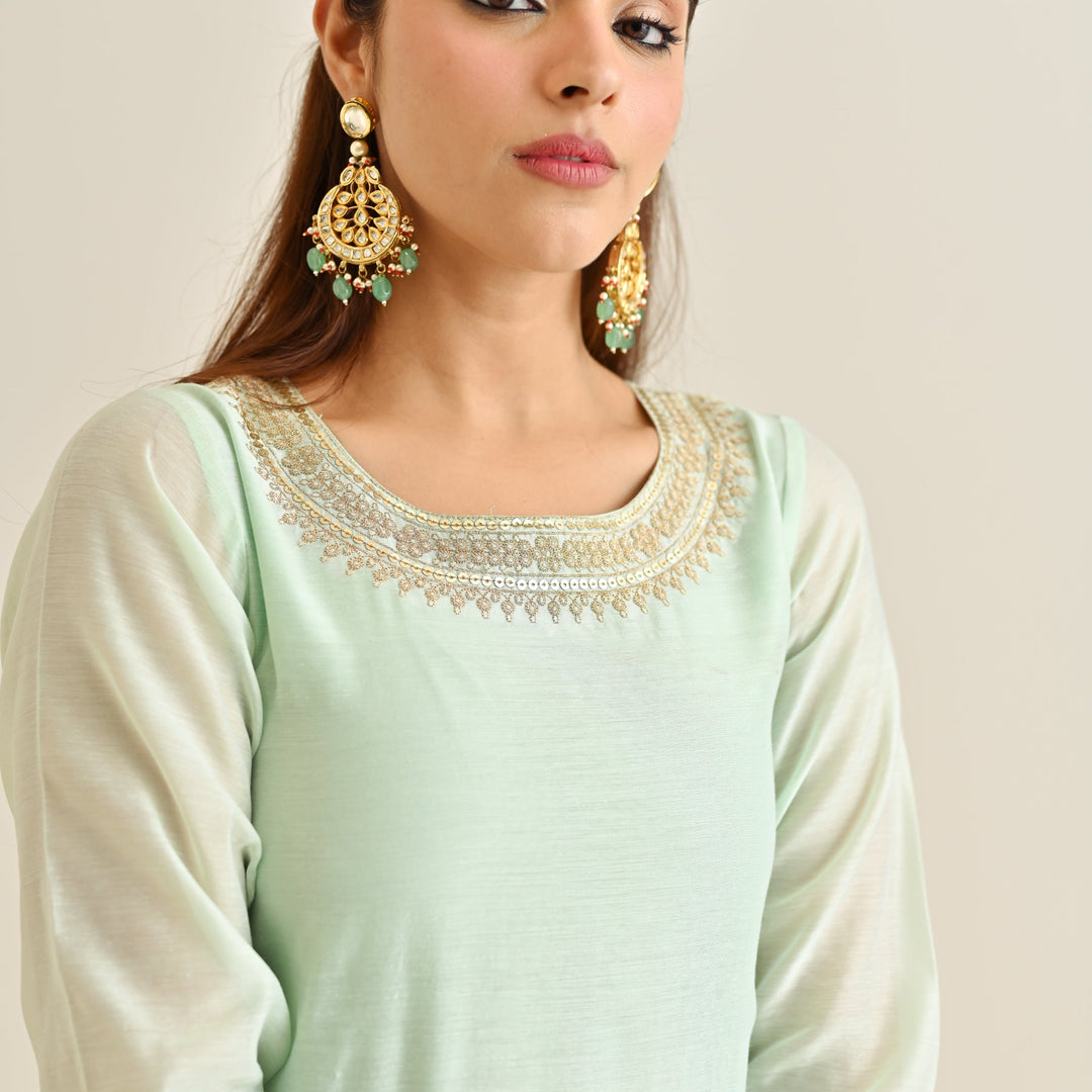 Mint-Poly-Chanderi-Embroidered-Yoke-Detail-3-Piece-Kurta-Set