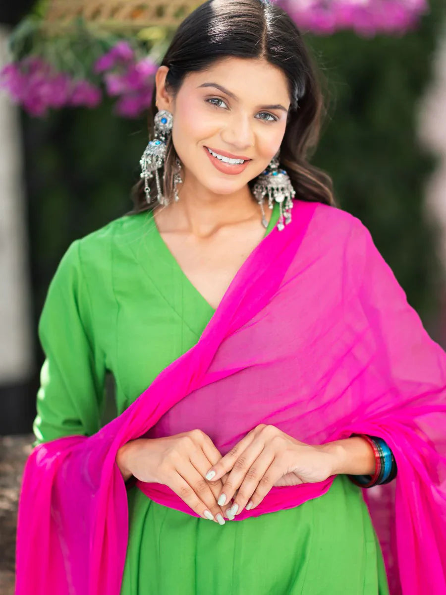 Mocha-Parrot-Green-Cotton-Salwar-Set