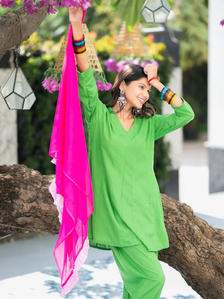 Mocha-Parrot-Green-Cotton-Salwar-Set