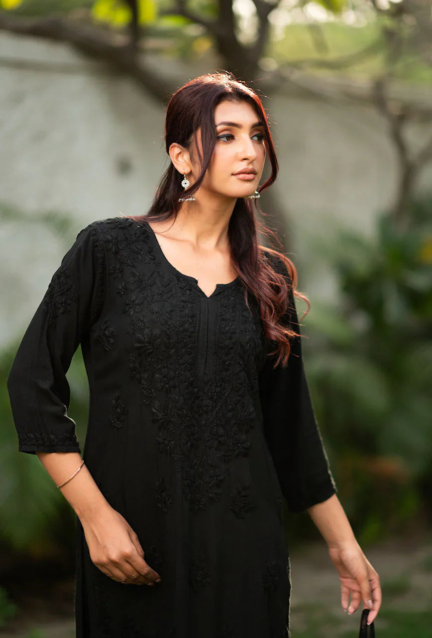 Moonchild-Black-Rayon-Three-Fourth-Sleeves-3-Piece-Kurta-Set