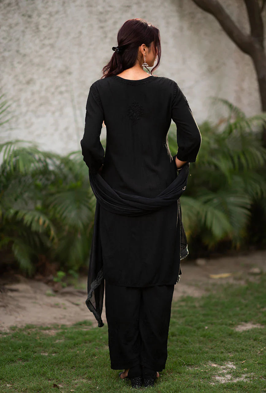 Moonchild-Black-Rayon-Three-Fourth-Sleeves-3-Piece-Kurta-Set