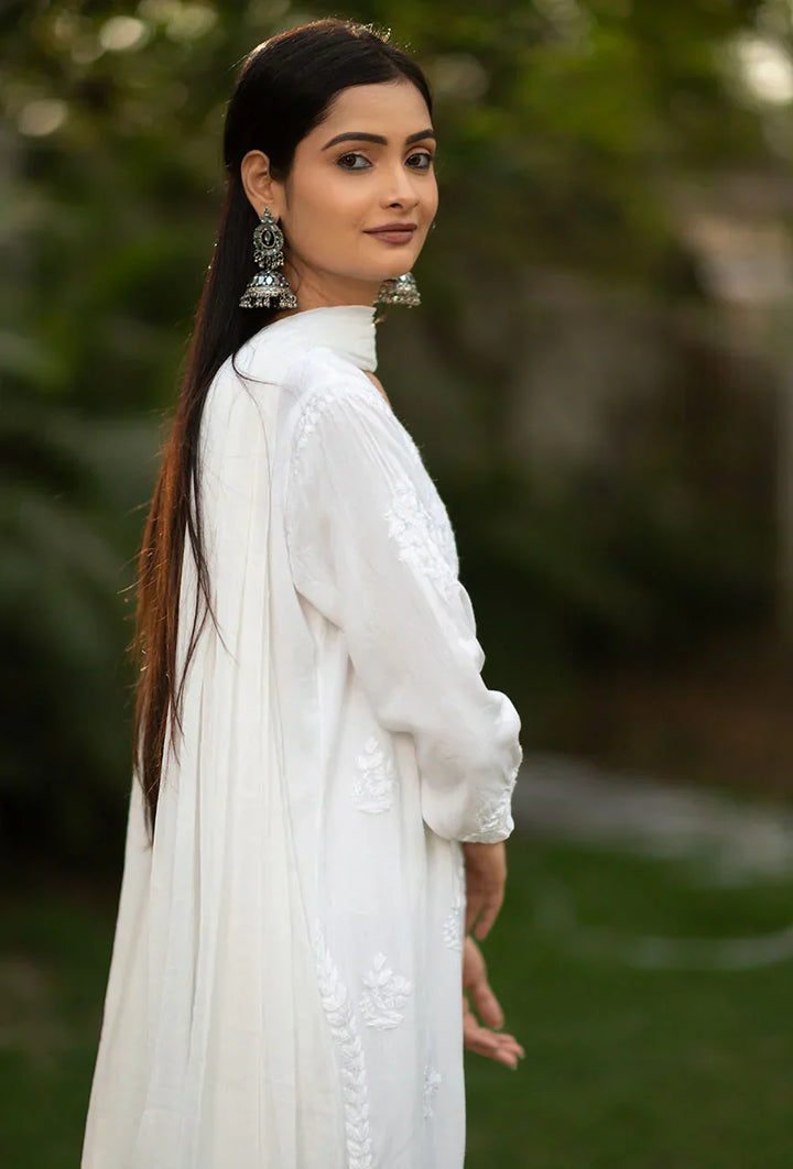 Moonchild-White-Rayon-Three-Fourth-Sleeves-3-Piece-Kurta-Set