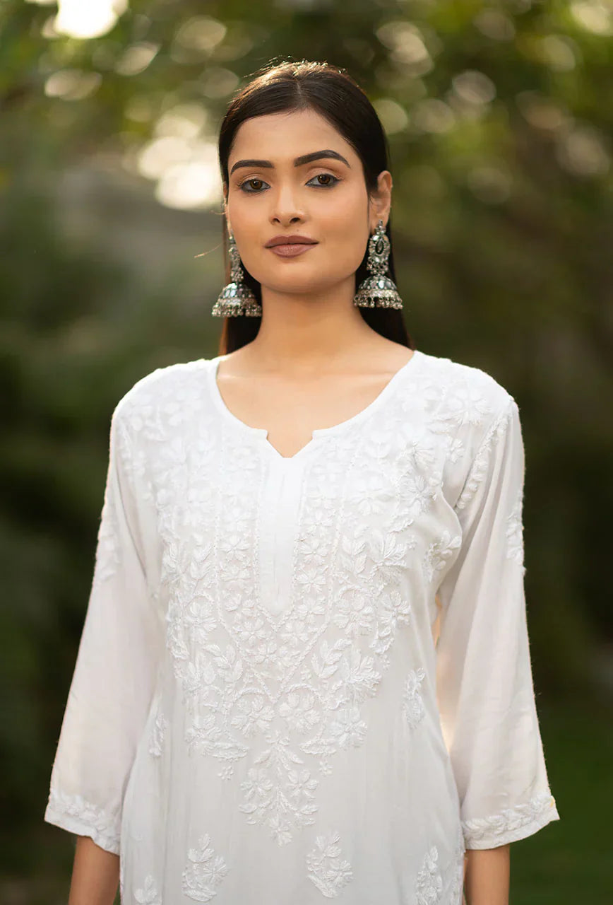 Moonchild-White-Rayon-Three-Fourth-Sleeves-3-Piece-Kurta-Set