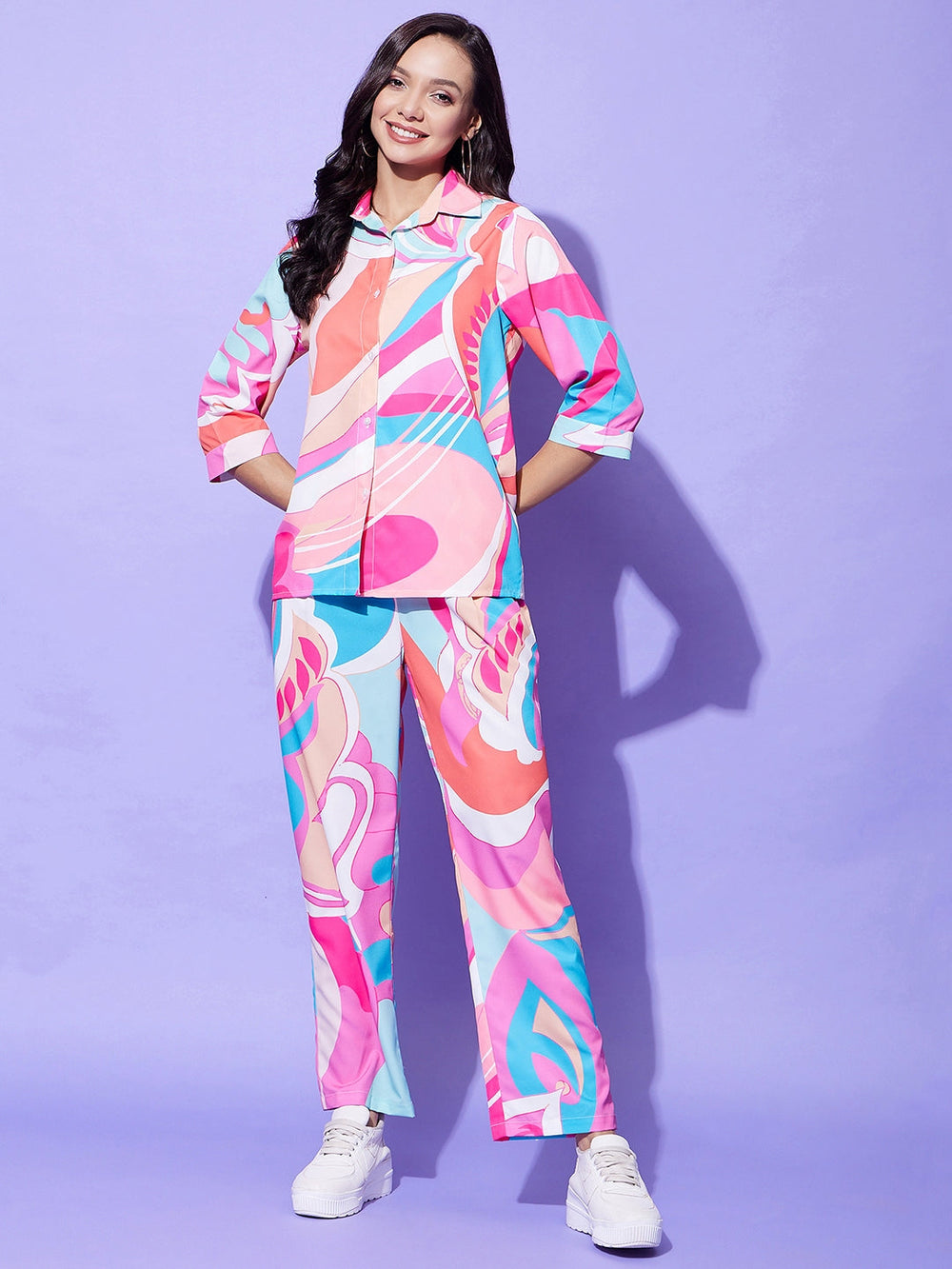 Multi-Color-Polyester-Printed-Co-Ord-Set