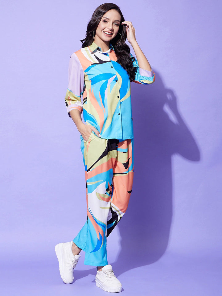 Multi-Colored-Polyester-Printed-Co-Ord-Set