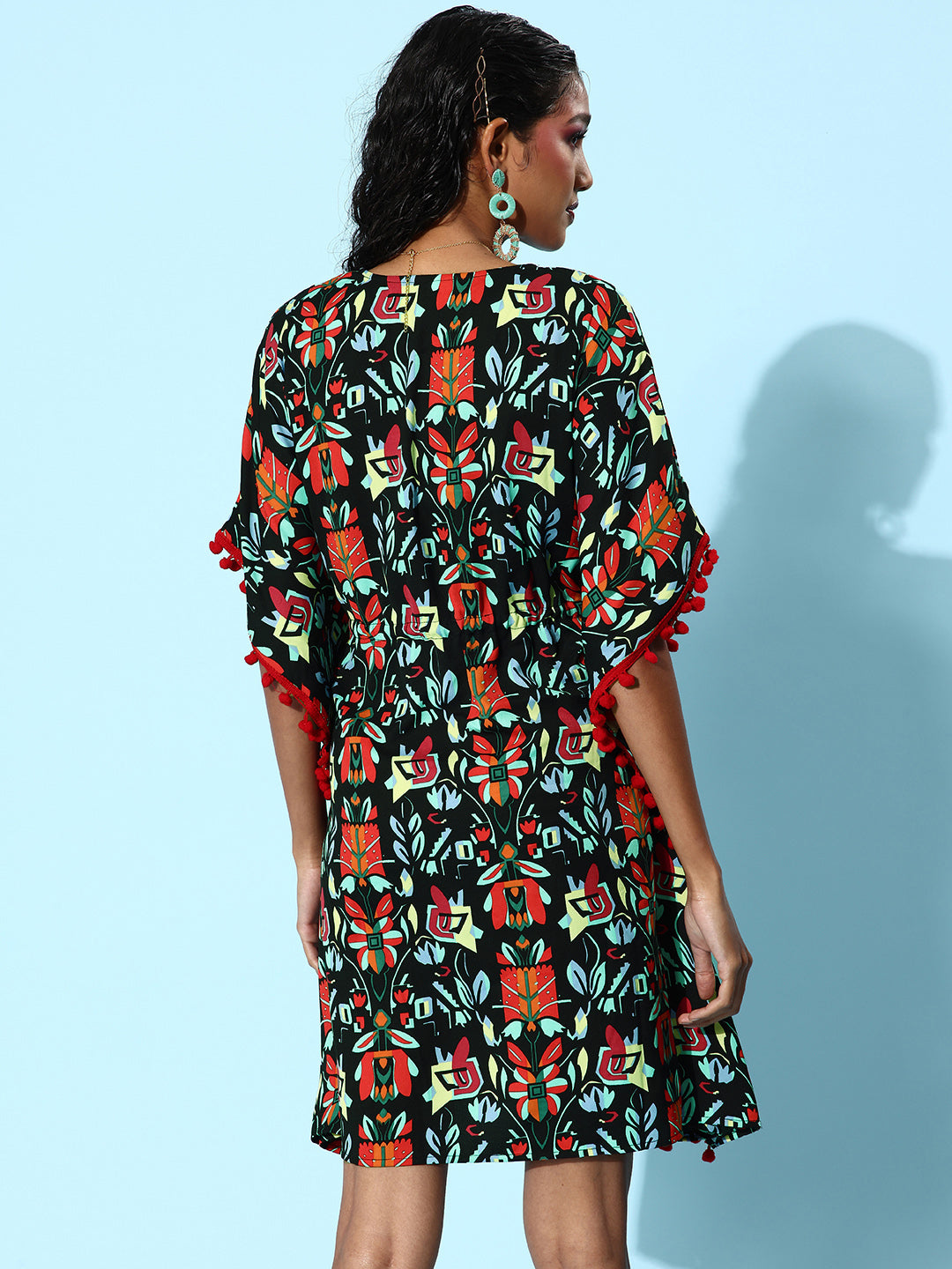 Multi-Coloured-Polyester-Printed-Kaftan-Dress
